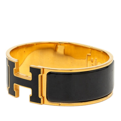 Clic Clac H Bracelet Black Plated Enamel and Gold