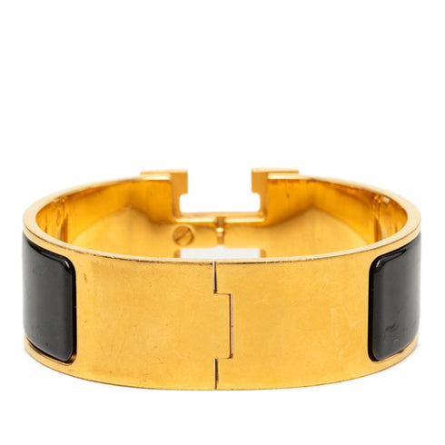Clic Clac H Bracelet Black Plated Enamel and Gold