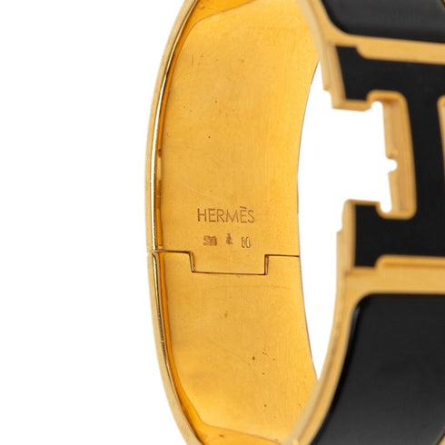 Clic Clac H Bracelet Black Plated Enamel and Gold