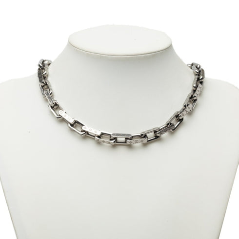 Monogram Collier Pendant Necklace Silver Metal