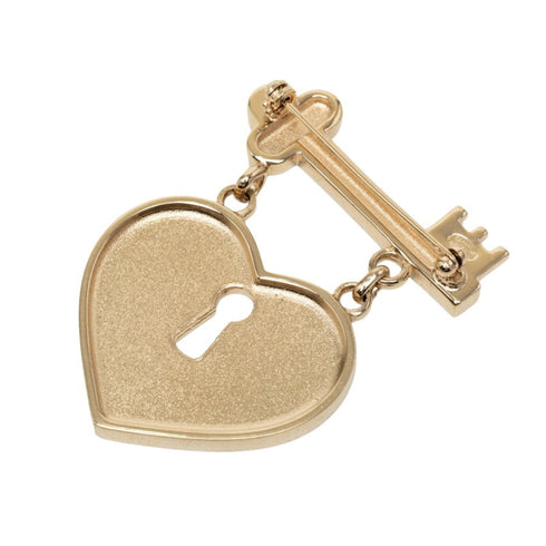 CC Logo Key Brooch Gold-Tone Metal