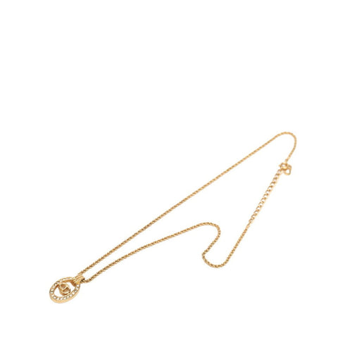 Circle Chain Pendant Necklace Gold Rhinestone