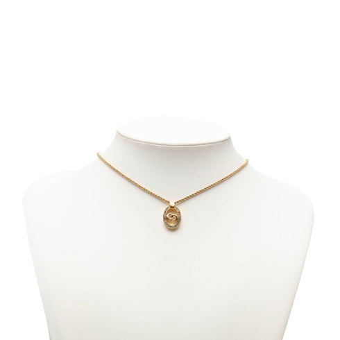 Circle Chain Pendant Necklace Gold Rhinestone