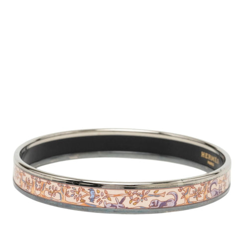 Bangle Enamel and Metal Mini Multicolor Silver Bracelet