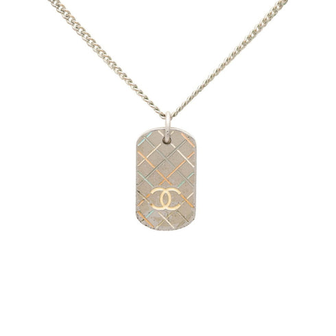 CC Logo Chain Pendant Necklace Silver-Tone Metal
