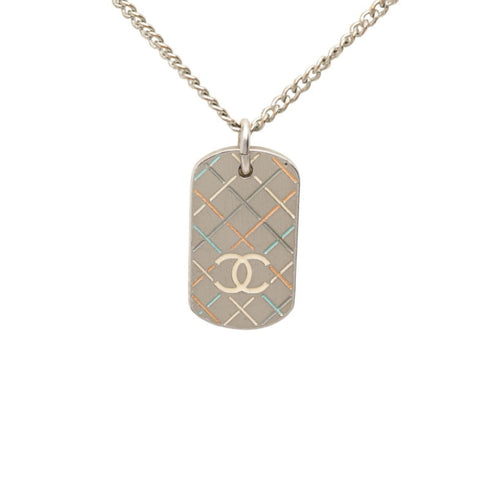 CC Logo Chain Pendant Necklace Silver-Tone Metal