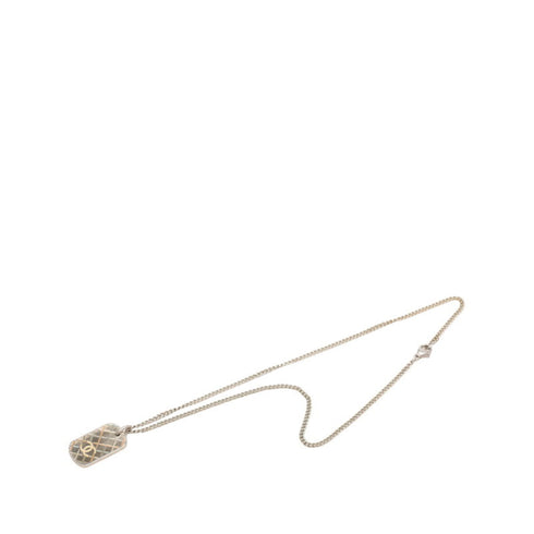 CC Logo Chain Pendant Necklace Silver-Tone Metal