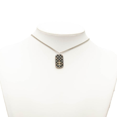 CC Logo Chain Pendant Necklace Silver-Tone Metal
