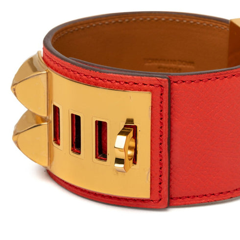 Collier de Chien Bracelet Epsom Leather Orange Red