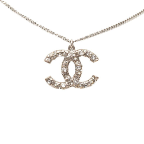 CC Logo Chain Pendant Necklace Silver-Tone Metal