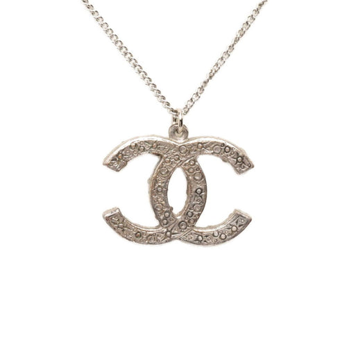 CC Logo Chain Pendant Necklace Silver-Tone Metal