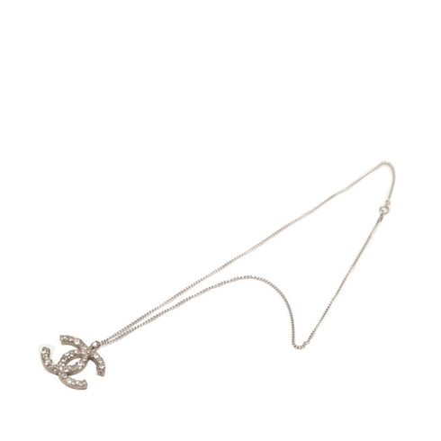 CC Logo Chain Pendant Necklace Silver-Tone Metal