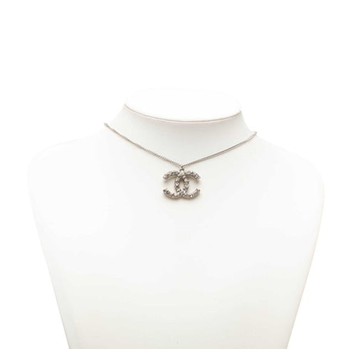 CC Logo Chain Pendant Necklace Silver-Tone Metal