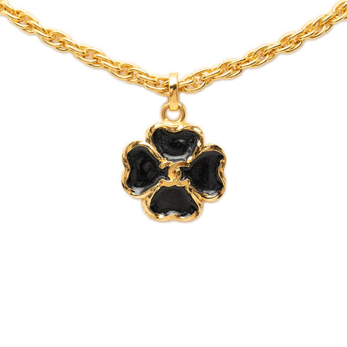 CC Logo Chain Clover Pendant Necklace Metal