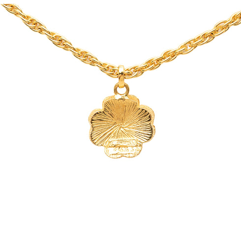CC Logo Chain Clover Pendant Necklace Metal