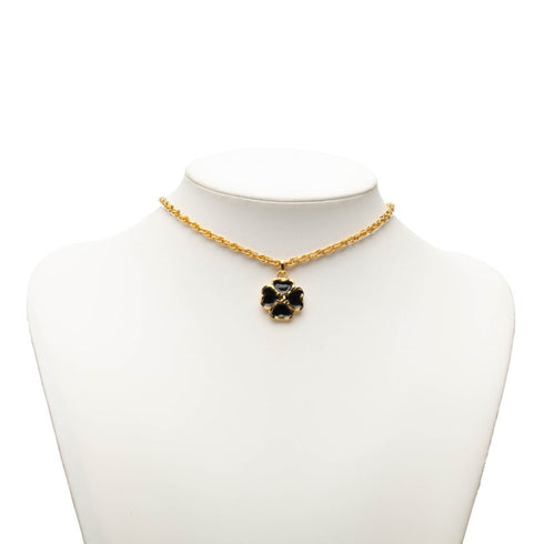 CC Logo Chain Clover Pendant Necklace Metal