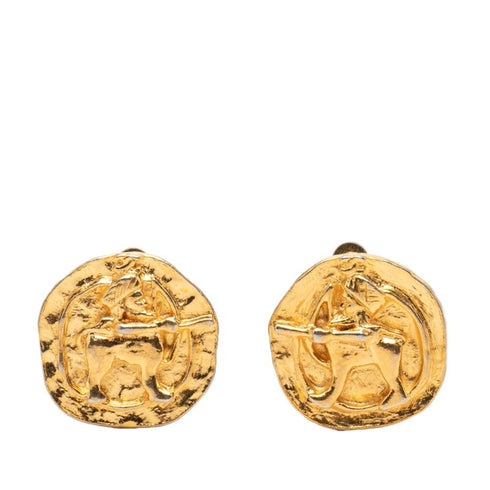 CC Logo Clip-On Earrings Metal Gold-Tone Metal