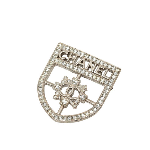 Brooch Metal and Rhinestone Silver
