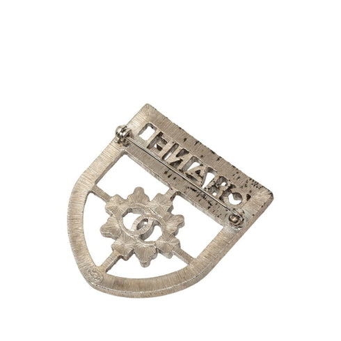 Brooch Metal and Rhinestone Silver