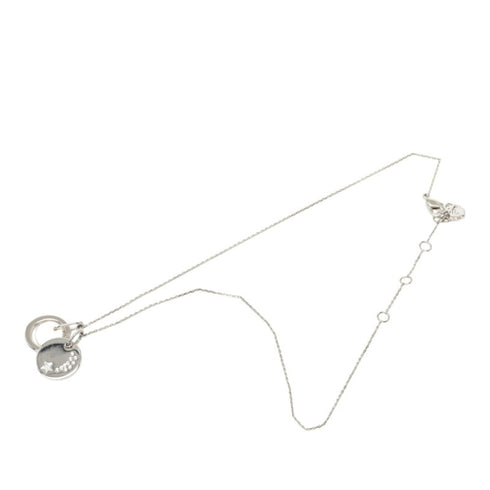 Star Motif Pendant Necklace Metal and Rhinestone Silver