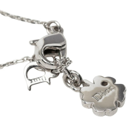 Star Motif Pendant Necklace Metal and Rhinestone Silver