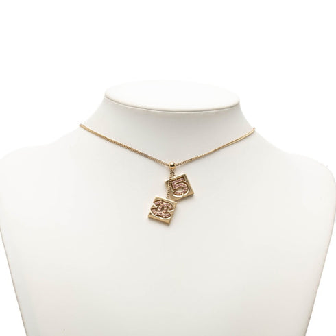 CC Logo Chain Pendant Necklace Gold-Tone Metal