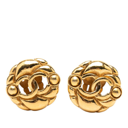 CC Logo Clip-On Earrings Metal Gold-Tone Metal