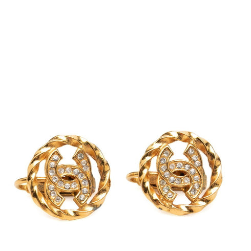 CC Logo Round Clip-On Earrings Gold-Tone Metal
