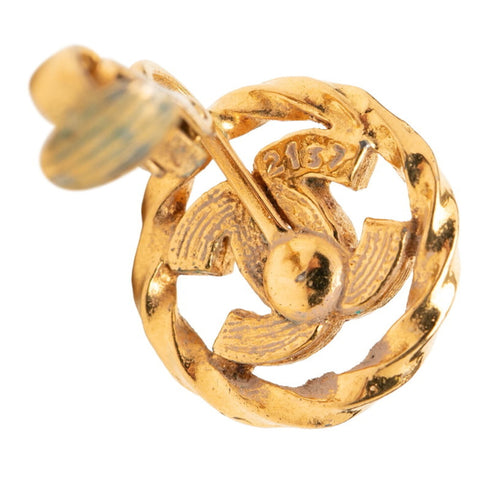 CC Logo Round Clip-On Earrings Gold-Tone Metal