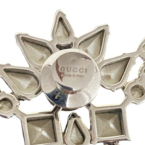 Brooch Sterling Silver with Rhinestone and Faux Pearl