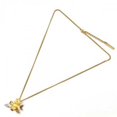 Bear and Airplane Pendant Necklace Metal