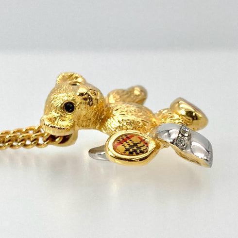 Bear and Airplane Pendant Necklace Metal