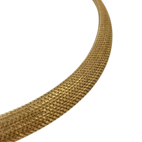 Vintage Mesh Chain Choker Necklace Gold with Rhinestone