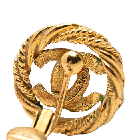 CC Logo Round Clip-On Earrings Metal Gold-Tone Metal