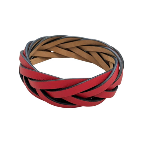 Red Leather Bangle Bracelet