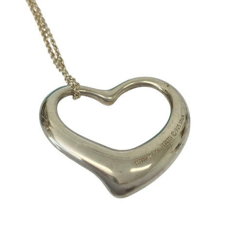 Open Heart Pendant Necklace Sterling Silver 30mm