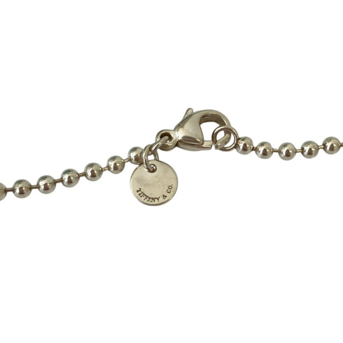 Ball Chain Oval Tag Pendant Necklace Sterling Silver