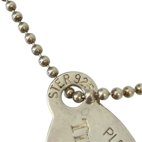 Ball Chain Oval Tag Pendant Necklace Sterling Silver