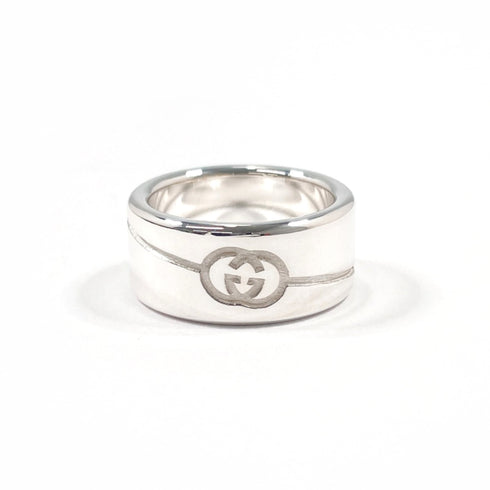 Diagonal Interlocking G Ring Sterling Silver