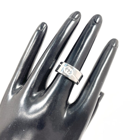 Diagonal Interlocking G Ring Sterling Silver
