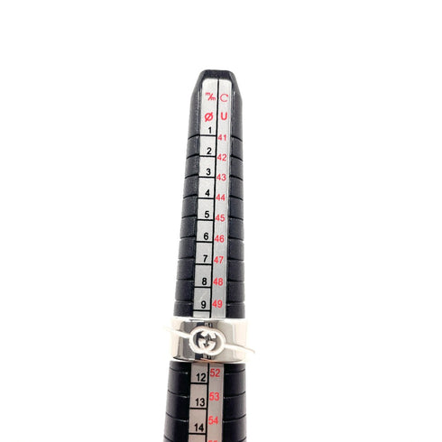 Diagonal Interlocking G Ring One Band Sterling Silver