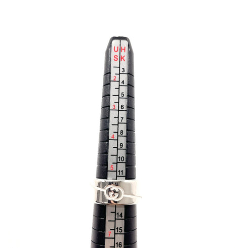 Diagonal Interlocking G Ring One Band Sterling Silver