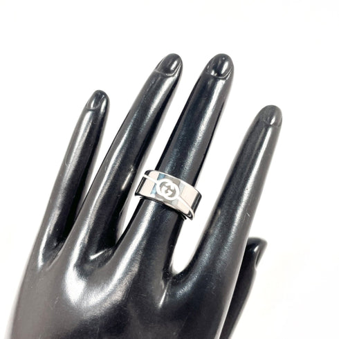 Diagonal Interlocking G Ring Sterling Silver