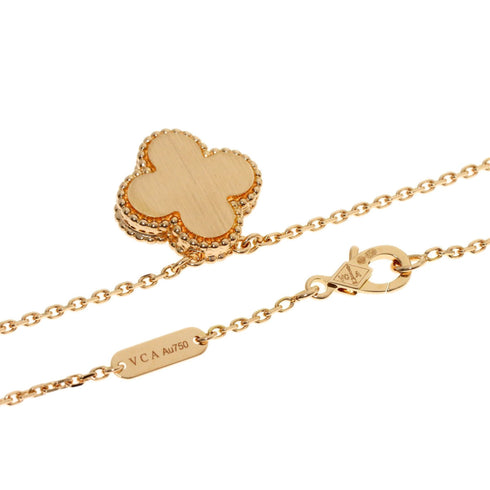 Vintage Alhambra Pendant Necklace 18K Rose Gold and Onyx