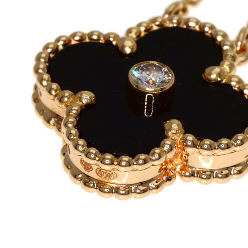 Vintage Alhambra Pendant Necklace 18K Rose Gold and Onyx