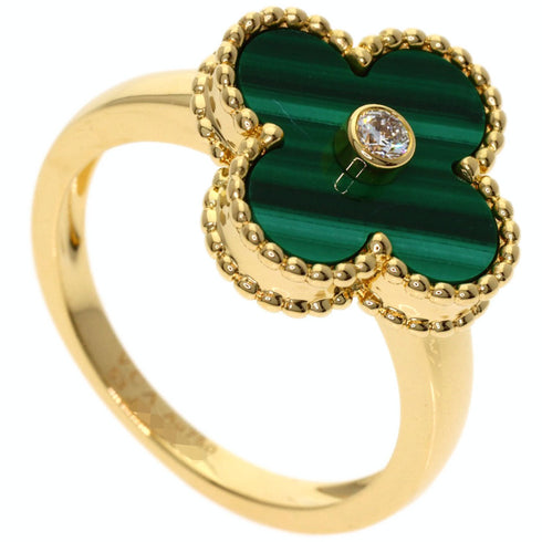 Vintage Alhambra Ring 18K Yellow Gold and Malachite