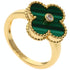 Vintage Alhambra Ring 18K Yellow Gold and Malachite