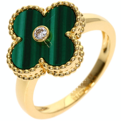 Vintage Alhambra Ring 18K Yellow Gold and Malachite