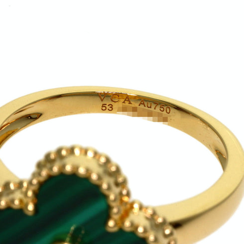 Vintage Alhambra Ring 18K Yellow Gold and Malachite