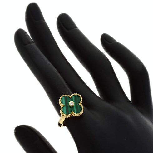 Vintage Alhambra Ring 18K Yellow Gold and Malachite